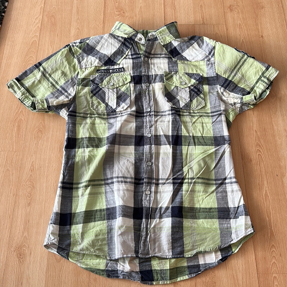 Green plaid Guess 90s/00s short sleeve top